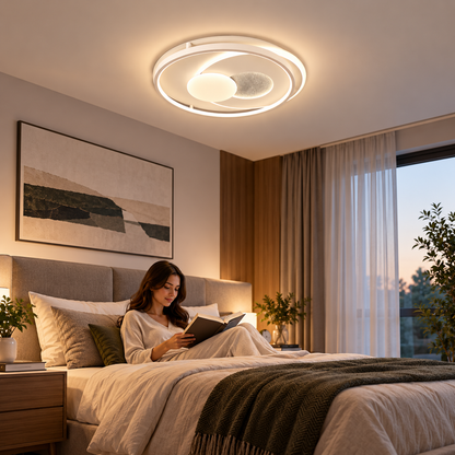LED полилей с дистанционно ASTERA, Кръгла форма, 86W, Студена/Топла/Неутрална светлина, Димируем, Бял