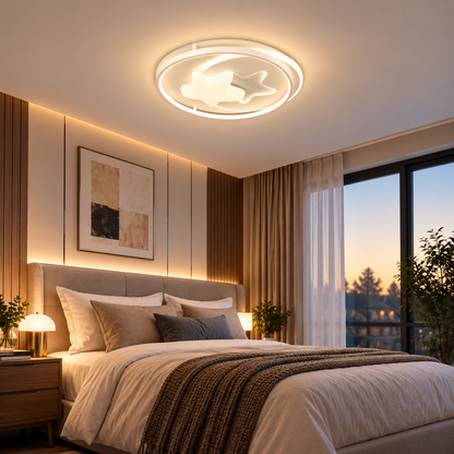 LED полилей с дистанционно ASTERA, Shape of Heavenly Bodies, 87W, Студена/Топла/Неутрална светлина, Димируем, Бял