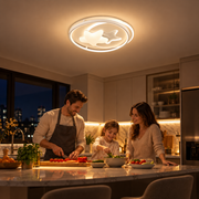 LED полилей с дистанционно ASTERA, Shape of Heavenly Bodies, 87W, Студена/Топла/Неутрална светлина, Димируем, Бял
