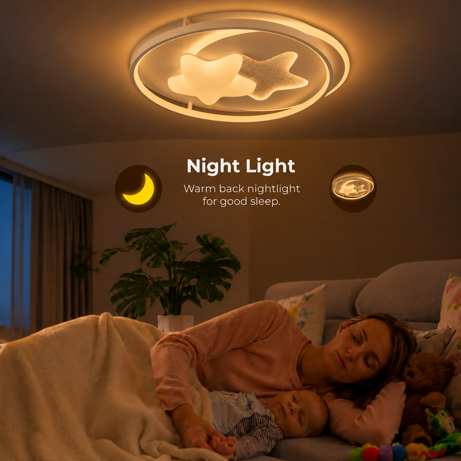 LED полилей с дистанционно ASTERA, Shape of Heavenly Bodies, 87W, Студена/Топла/Неутрална светлина, Димируем, Бял
