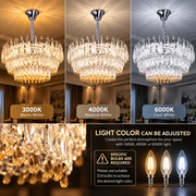 Кристален полилей MAJESTIC Magno 15x E14, диаметър 60 см, блестящ хром, регулируема височина