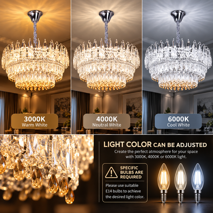 Кристален полилей MAJESTIC Magno 15x E14, диаметър 60 см, блестящ хром, регулируема височина