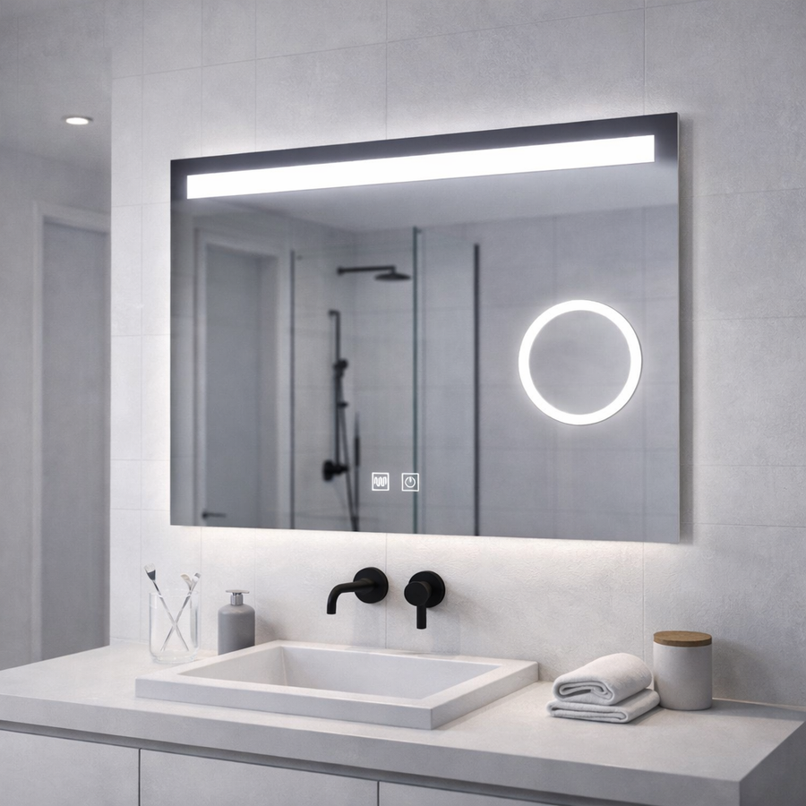 Правоъгълно светодиодно огледало, 80x60см, пиано докосване, де -unphets,