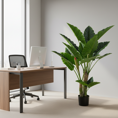 Decorațiune Alocasia, 3 tulpini, Plastic, 160 cm, Verde