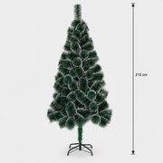 Decorațiune Brad Artificial MANIITSOQ, 210 cm, 280 vârfuri, Suport Metalic, Plastic, Ace Verzi cu Vârfuri Albe