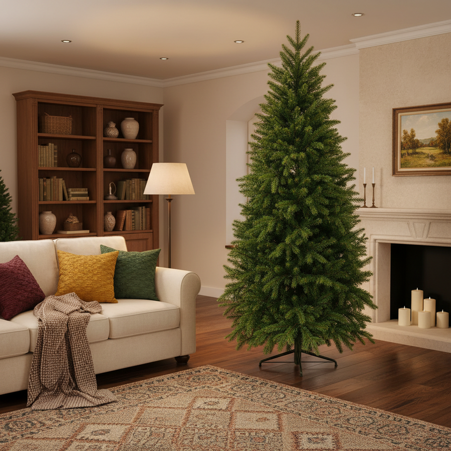 Decorațiune Brad Artificial EIS, 210 cm, 666 vârfuri, Plastic, Verde