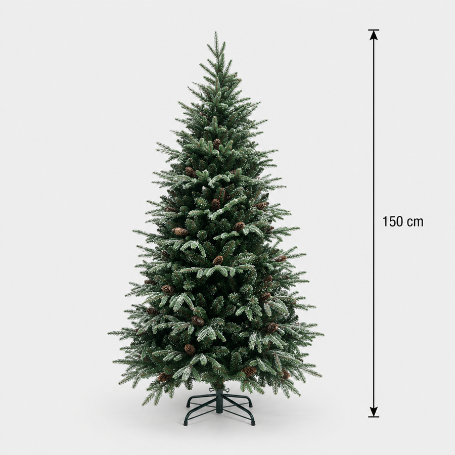 Decorațiune Brad Artificial QAANAAQ, 150 cm, 523 vârfuri, Plastic, Verde