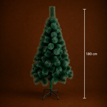 Decorațiune Brad Artificial MANIITSOQ, 180 cm, 220 vârfuri, Suport Metalic, Plastic, Verde