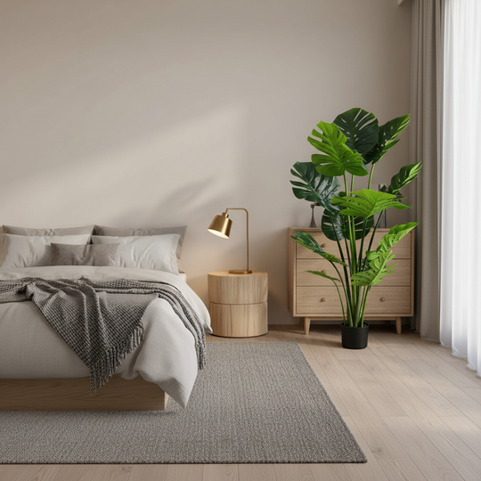 Изкуствено растение тип Monstera Deliciosa, с богати листа, 160 см, зелено