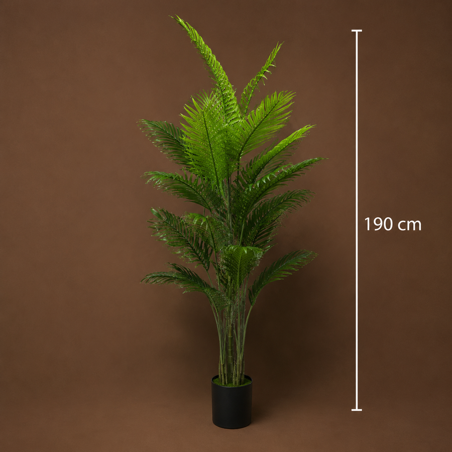 Decorațiune Palmier Areca, Plastic, 25 frunze, 190 cm, Verde