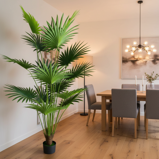 Изкуствено растение Livistona Fan Palm, 15 листа, 200 см, зелено