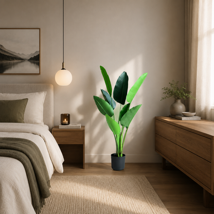 Decorațiune Strelitzia Nicolai, 120 cm, 8 frunze, Verde