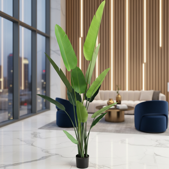 Изкуствено растение тип Strelitzia Nicolai (Райска птица), 250 см, зелено