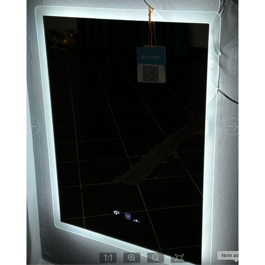 Правоъгълно светодиодно огледало 50x70cm Zampa Sensor Motionglow Marcello Clock Defrition System & Dimable термометър