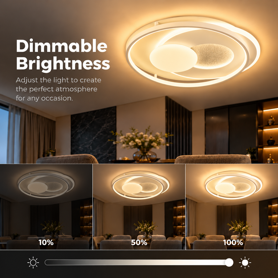 LED полилей с дистанционно ASTERA, Кръгла форма, 86W, Студена/Топла/Неутрална светлина, Димируем, Бял