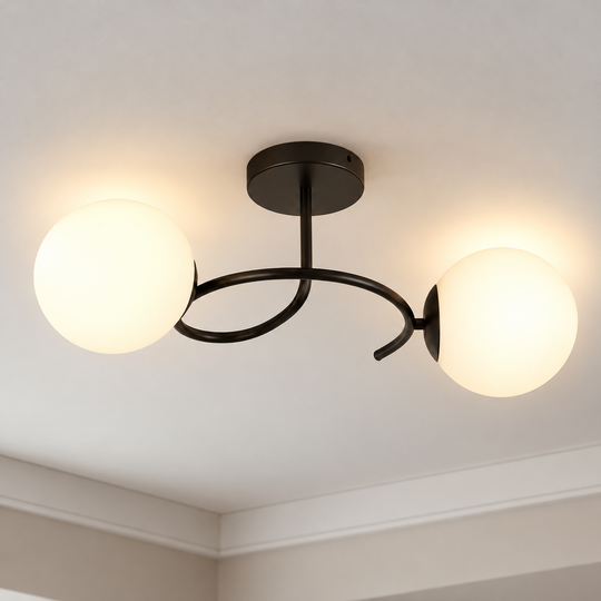 LED и кристален полилей ORBIT, 55cm, 2xE27, Globes, Черен
