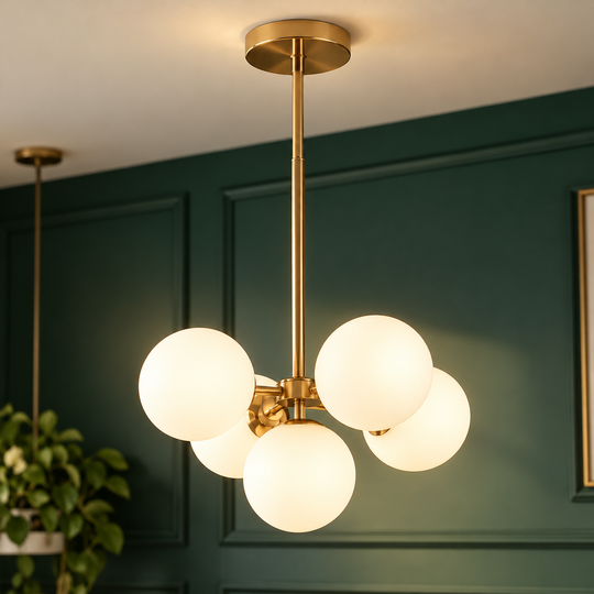 Полилей ORBS Eleganza, 48 см, 5xE27, глобуси, злато