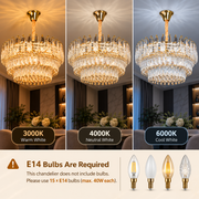 Кристален полилей MAJESTIC Magno 15x E14, диаметър 60 см, блестящо злато, регулируема височина