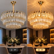 Кристален полилей MAJESTIC Magno 15x E14, диаметър 60 см, блестящо злато, регулируема височина