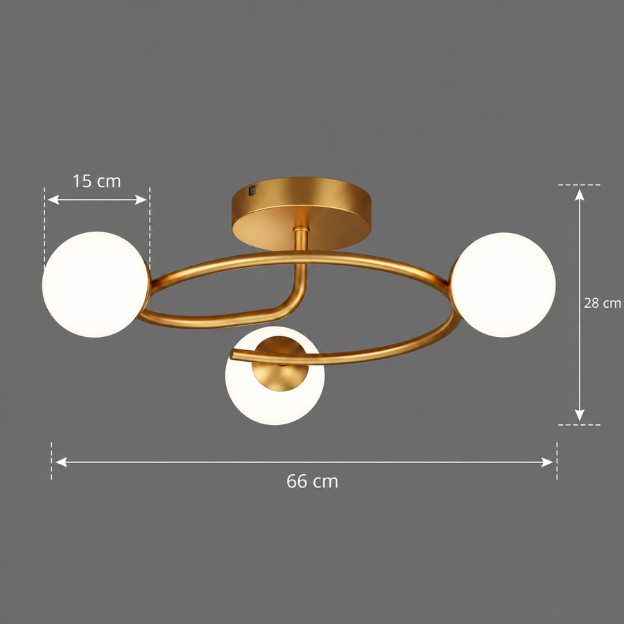 LED и кристален полилей ORBIT, 66cm, 3xE27, Globes, Gold