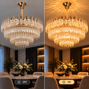 Кристален полилей MAJESTIC Regalis 21x E14, диаметър 80 см, блестящо злато, регулируема височина