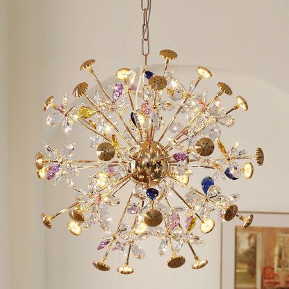 Модерен кристален полилей, CC372/600GD, 32xG4, злато и кристали, 55 см, регулируема височина, метал и кристал