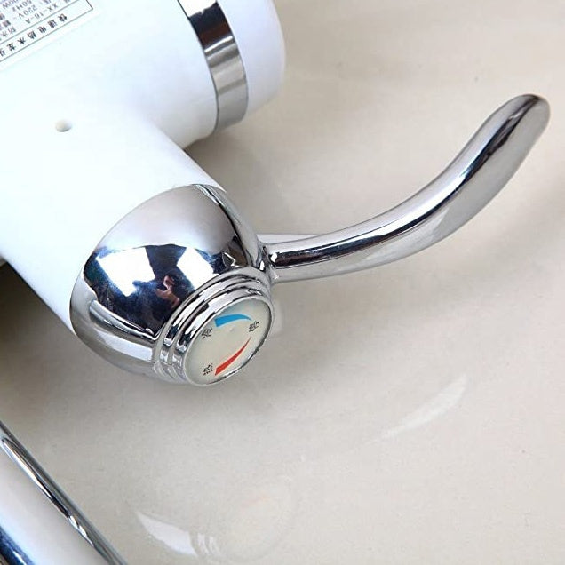 Електрическо докосване с незабавно отопление на вода, дисплей на светодиодната температура, хоризонтално с мивка/вана, 3000 W мощност, гореща вода 30 ° C-60 ° C, бяло, Z007xdt