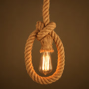 Винтидж полилей Corda, 1xE27, рустик, връв и метал, 130 см, черна опора