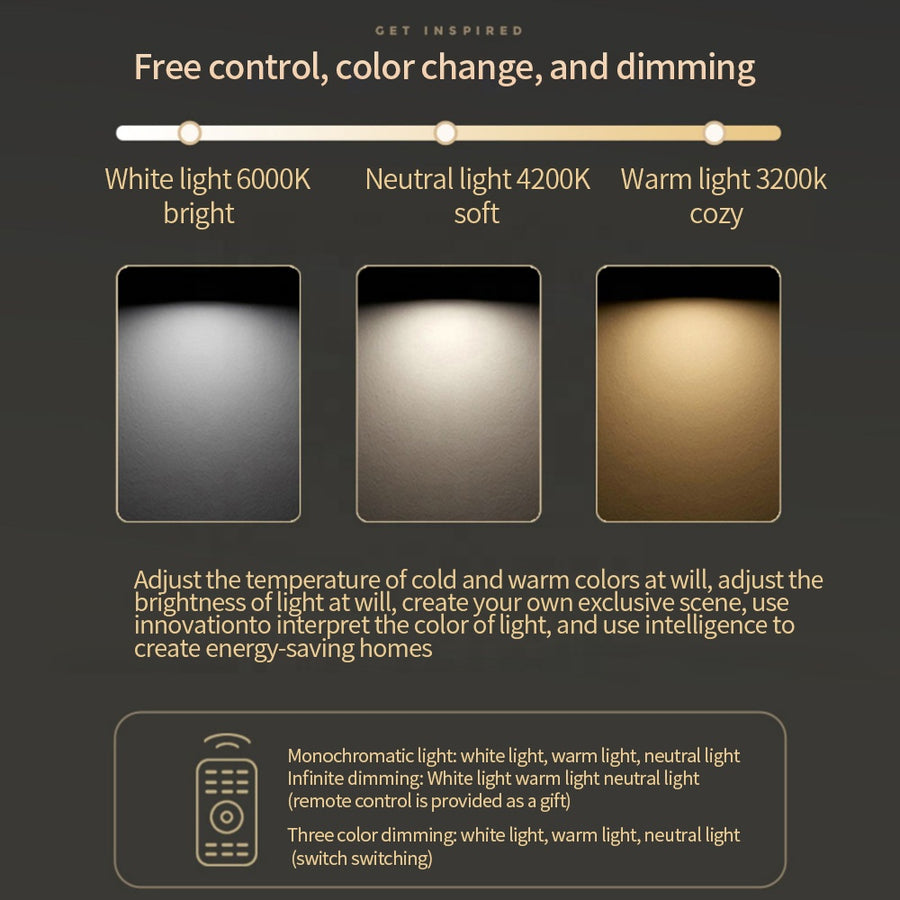 LED полилей с дистанционно управление Ella 203W, 8 квадрата, студена/гореща/неутрална светлина, нестабилна, черна