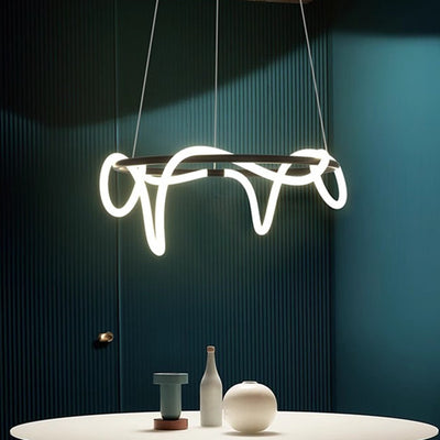 LED полилей DIVINO черен 91W с гъвкава силиконова тръба, диаметър 60cm - регулируема светлина 3000K/4000K/6000K