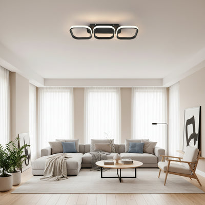 LED полилей VERTEX 34W, 3 квадрата, линеен, студена/топла/неутрална светлина, черен
