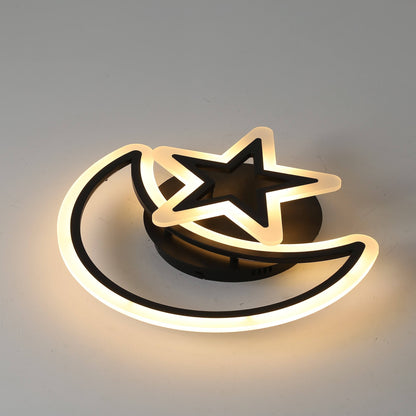 LED полилей с месец за дистанционно управление и 45W звезда, 2 елемента, студена/гореща/неутрална светлина, нестабилна, черна