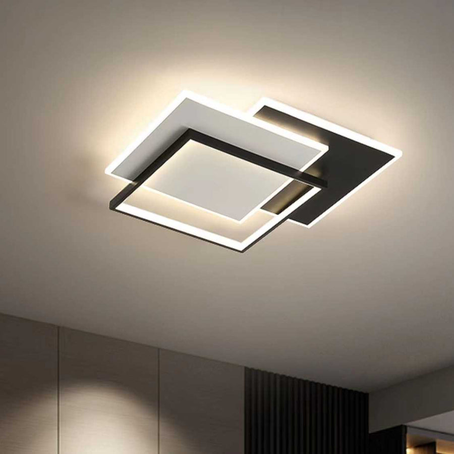 LED полилей със 102W дистанционно управление на Киара, 3 квадрата, студ/гореща/неутрална светлина, нестабилна, черна