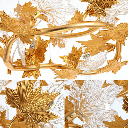 Модерен полилей, CM260/800GD, 8xE14, диаметър 80 см, злато, регулируема височина, метал и кристали