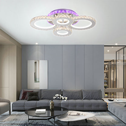 LED полилей с дистанционно управление и кристал Nova RGB 72W, 4 кръга, студена/гореща/неутрална светлина