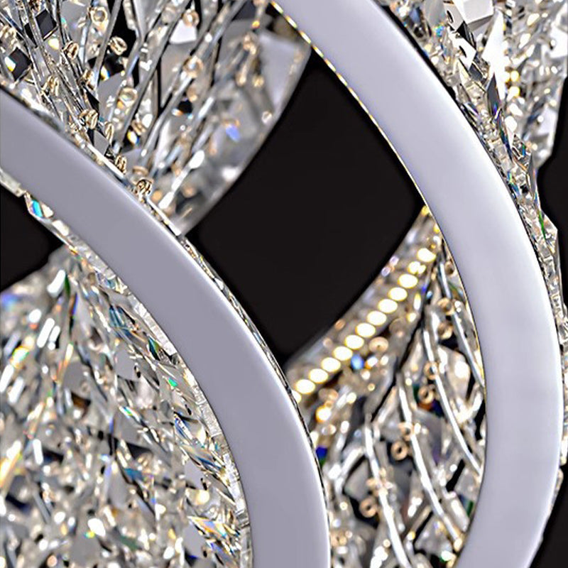 LED полилей LLC130/1CH, кристал и метал, 31 W, 1 кръг, възможност за димиране, регулируема височина, студена/топла/неутрална светлина, луксозно осветление