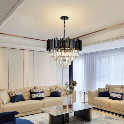 Кристален полилей Blois Eleganza 8xe27, диаметър 49 см, черен, регулируема височина