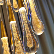 Висящ кристален LED полилей, 60 W Юстиниан, диаметър 60 см, регулируема височина, злато, метал и кристал