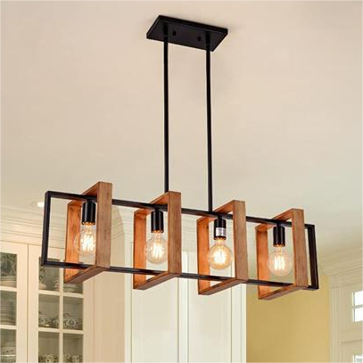 Винтидж LED полилей LV565/4, 12W Rustic Barn, дърво и метал, 100 см, черен