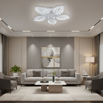 LED полилей с дистанционно ORCHID 66W, 5 венчелистчета, Студена/Топла/Неутрална светлина, Димируем, Бял