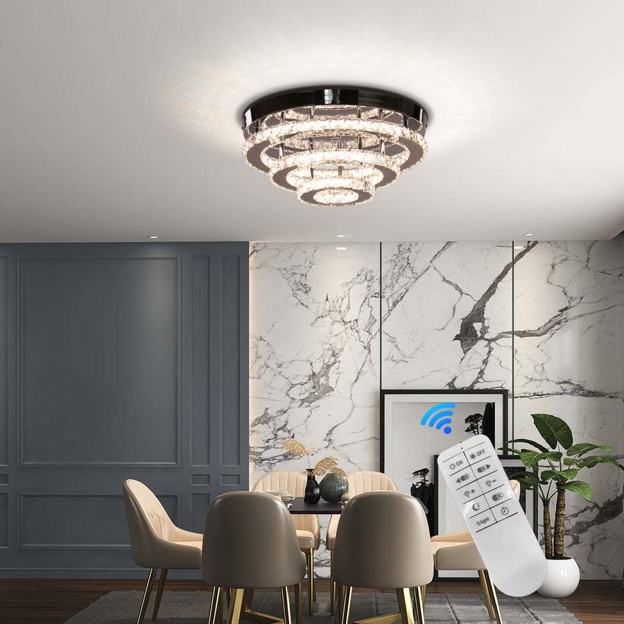 Кристален LED полилей LLC151/500CH, 64W, 3 елемента, студена/топла/неутрална светлина, димируем, блестящ хром