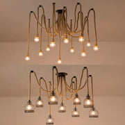 Винтидж полилей CORDA, 2xE27, рустик, връв и метал, 2x100 см, черна опора