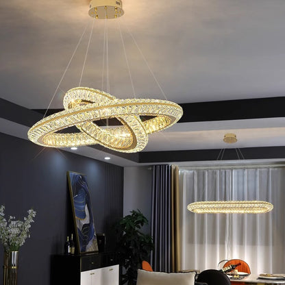 LED полилей LLC130/1CH, кристал и метал, 31 W, 1 кръг, възможност за димиране, регулируема височина, студена/топла/неутрална светлина, луксозно осветление