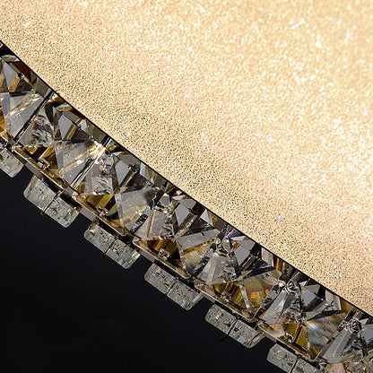 LED полилей с дистанционно управление и кристал LLC152/500CH 59W, 50см, Кръг, Студена/Топла/Неутрална светлина, Димируем, Златен