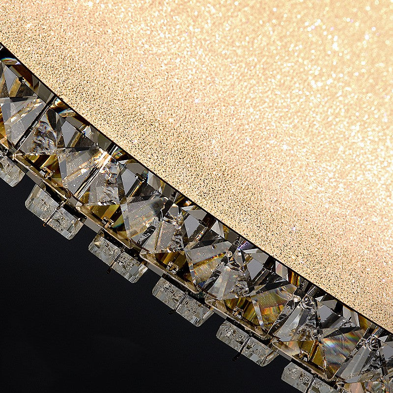 LED полилей с дистанционно управление и кристал LLC152/500CH 59W, 50см, Кръг, Студена/Топла/Неутрална светлина, Димируем, Златен