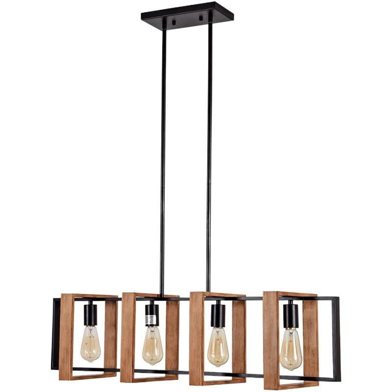 Винтидж LED полилей LV565/4, 12W Rustic Barn, дърво и метал, 100 см, черен