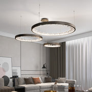LED полилей, окачен с дистанционно управление, K9 кристали, 80W, 3 кръга, студена/гореща/неутрална светлина, нестабилна, черна, регулируема височина