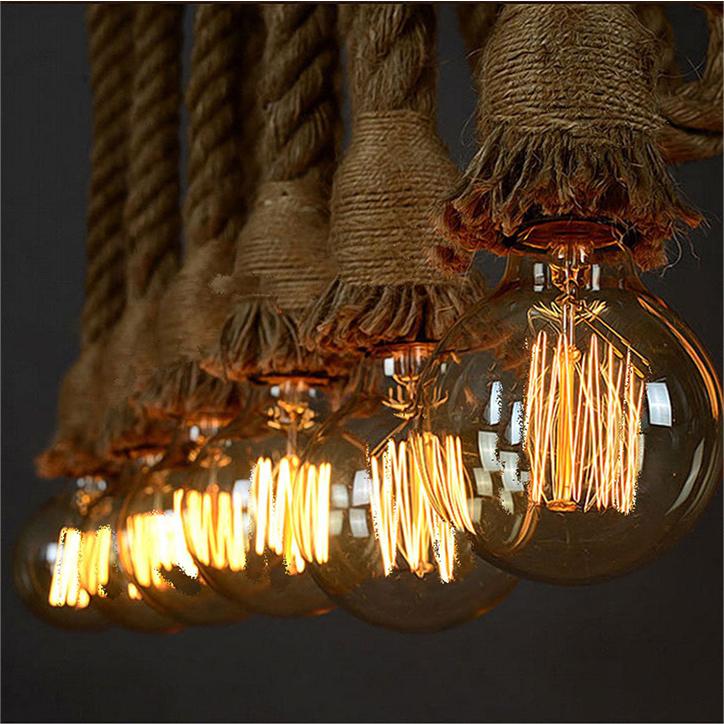 Винтидж полилей LV102/150X120, 2xE27, рустик, струна и метал, 150 см, черна опора