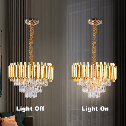 Кристален полилей Версай Петито 3xe14, 30см диаметър, злато, регулируема височина