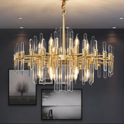 Кристален полилей CC850/620GD, 10xE14, 62X45 см, регулируема височина, блестящо злато, елегантен дизайн, метал и кристали